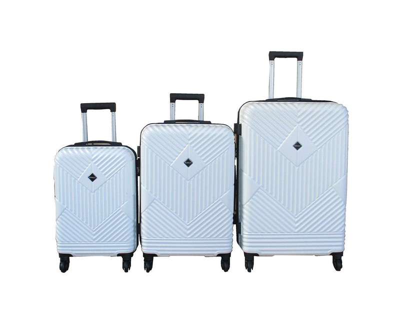 SMTE 3-Piece Travel 28-Inch Luggage Suitcase Bag Set - Stylish - White with keychain