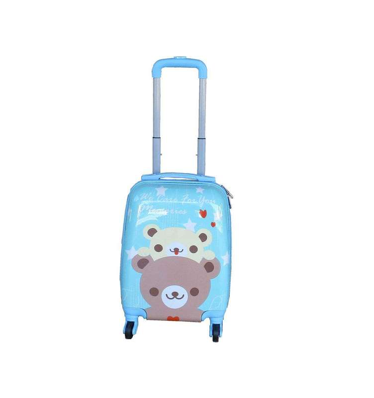 SMTE Kiddies Cartoon Hand Luggage Kids School Bag Suitcase for Children - Blue with keychain
