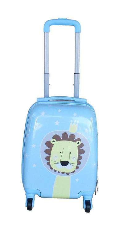 SMTE Kiddies Cartoon Hand Luggage Kids School Bag Suitcase for Children - Light Blue with keychain