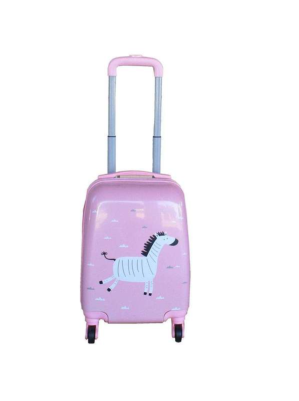 SMTE Kiddies Cartoon Hand Luggage Kids School Bag Suitcase for Children - Pink with keychain