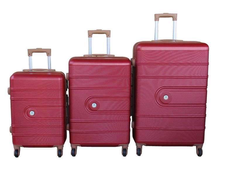 SMTE 3-Piece Travel 28-Inch Luggage Suitcase Bag Set - Stylish - Red with keychain