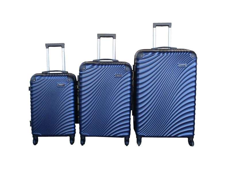 SMTE 3 Piece Travel 30-Inch Luggage Suitcase Bag Set - Stylish - Navy with keychain
