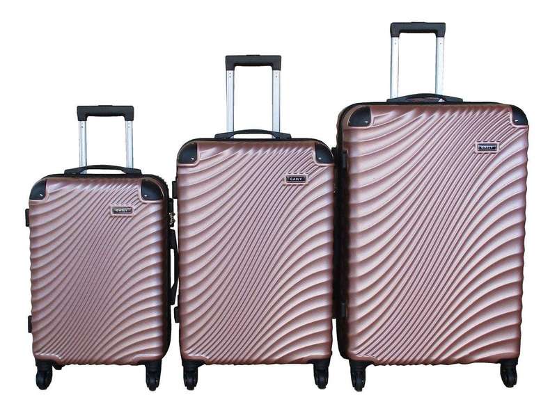 SMTE 3 Piece Travel 30-Inch Luggage Suitcase Bag Set - Stylish - Pink with keychain