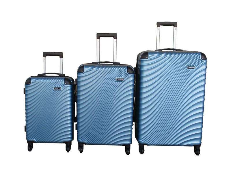 SMTE 3 Piece Travel 30-Inch Luggage Suitcase Bag Set - Stylish - S-Blue with keychain