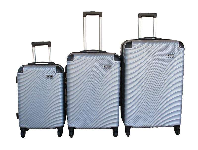 SMTE 3 Piece Travel 30-Inch Luggage Suitcase Bag Set - Stylish - Silver with keychain
