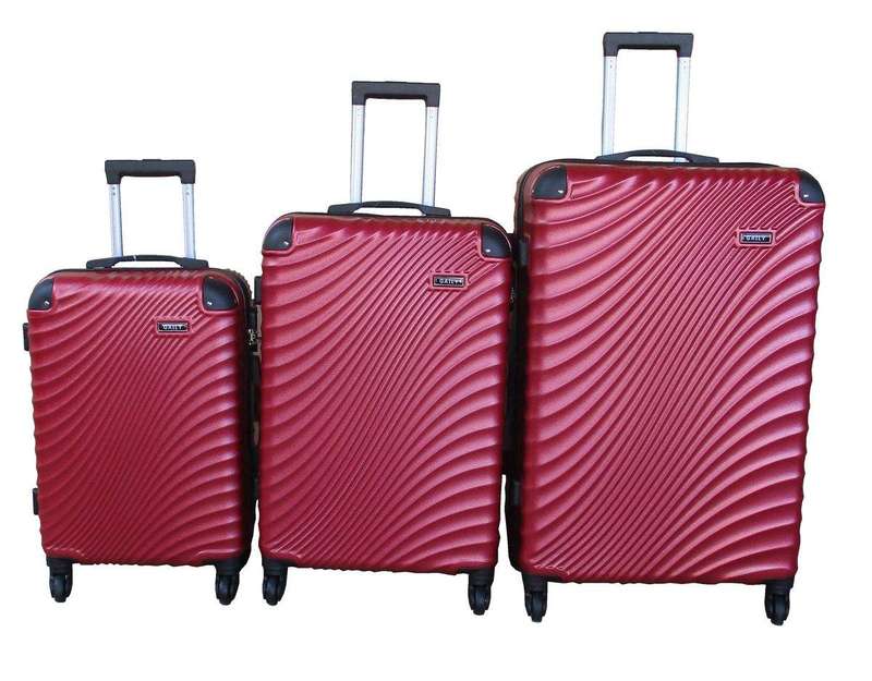 SMTE 3 Piece Travel 30-Inch Luggage Suitcase Bag Set - Stylish - Wine Red with keychain