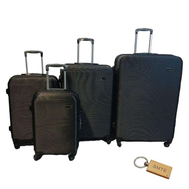 SMTE Travel in Style - 4-Piece Suitcase Set and Smte Keyring - Black with keychain