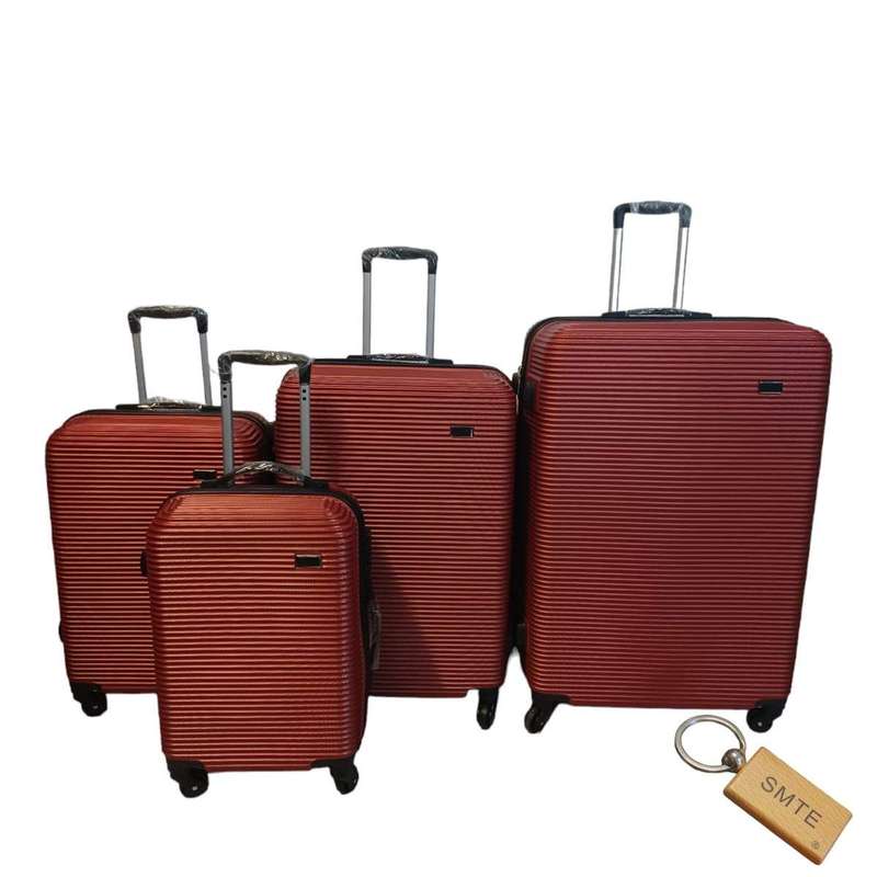 SMTE Travel in Style - 4-Piece Suitcase Set and Smte Keyring - Red with keychain