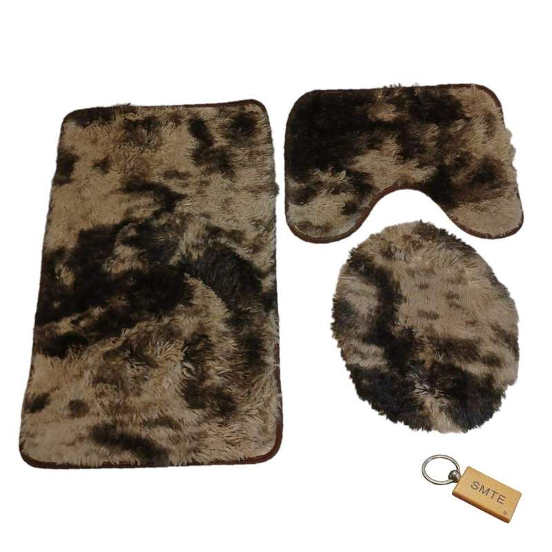 Smte-Sumptuous Comfort: Plush and Fluffy Toilet Seat Cover+Smte Keyring - Brown Mix with keychain