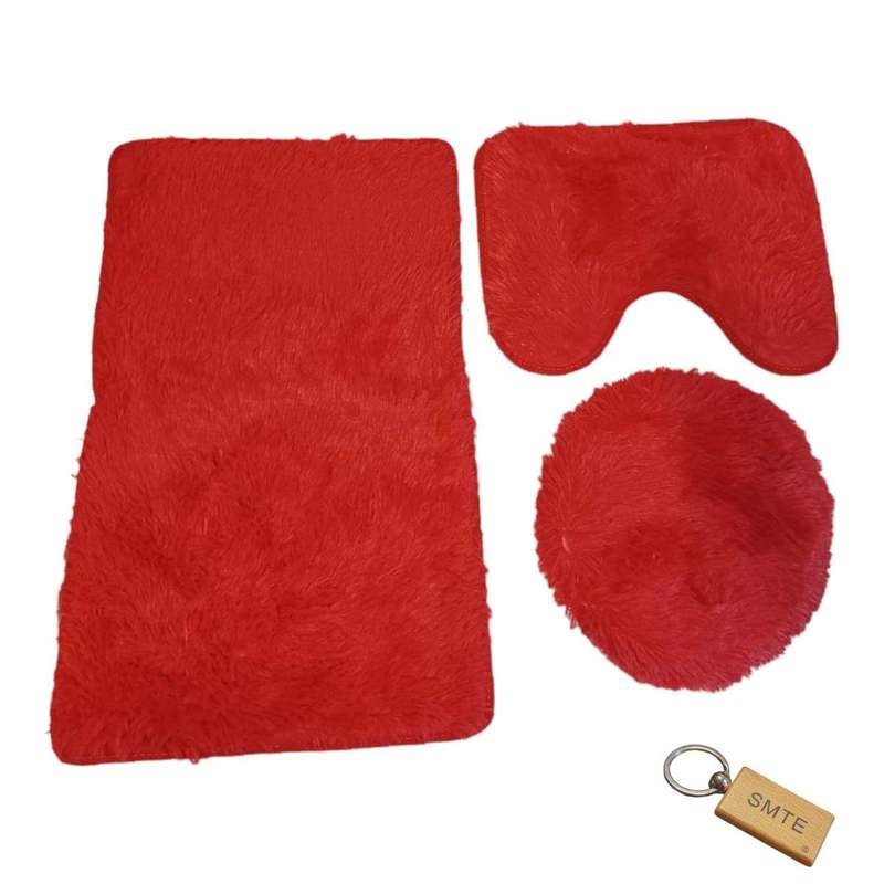 Smte-Sumptuous Comfort: Plush and Fluffy Toilet Seat Cover+Smte Keyring - Red with keychain