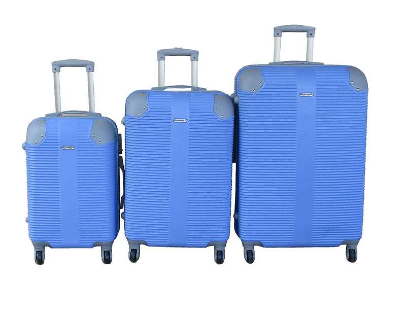 SMTE 3-Piece Travel 28-Inch Luggage Suitcase Bag Set - Stylis - Blue with keychain