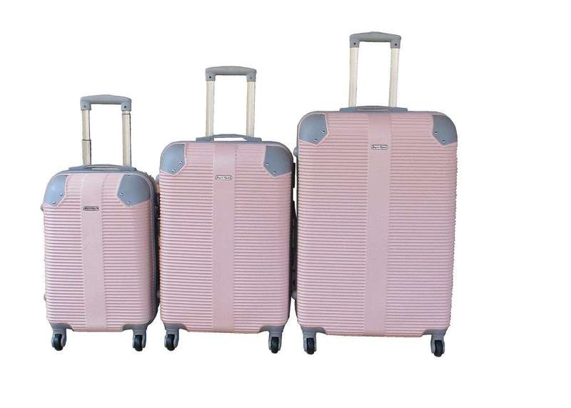 SMTE 3-Piece Travel 28-Inch Luggage Suitcase Bag Set - Stylis - Cream White with keychain