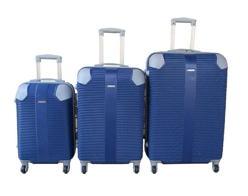 SMTE 3-Piece Travel 28-Inch Luggage Suitcase Bag Set - Stylis - Navy with keychain
