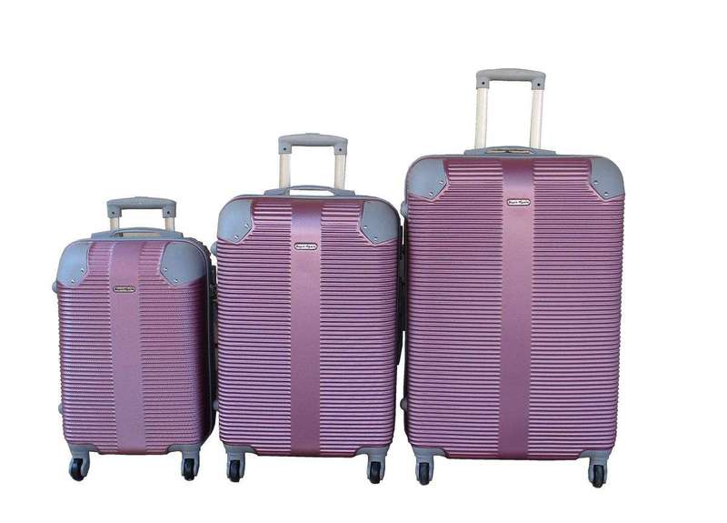 SMTE 3-Piece Travel 28-Inch Luggage Suitcase Bag Set - Stylis - Pink with keychain