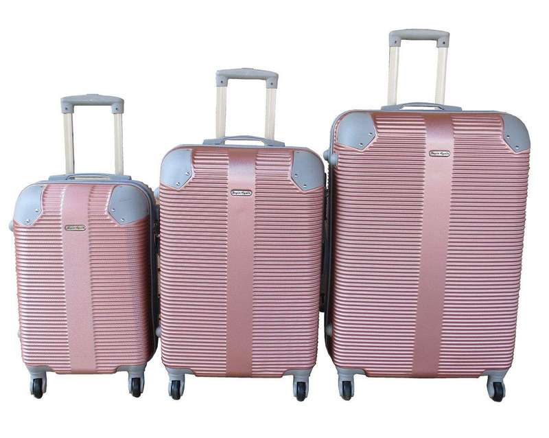 SMTE 3-Piece Travel 28-Inch Luggage Suitcase Bag Set - Stylis - Rose Gold with keychain