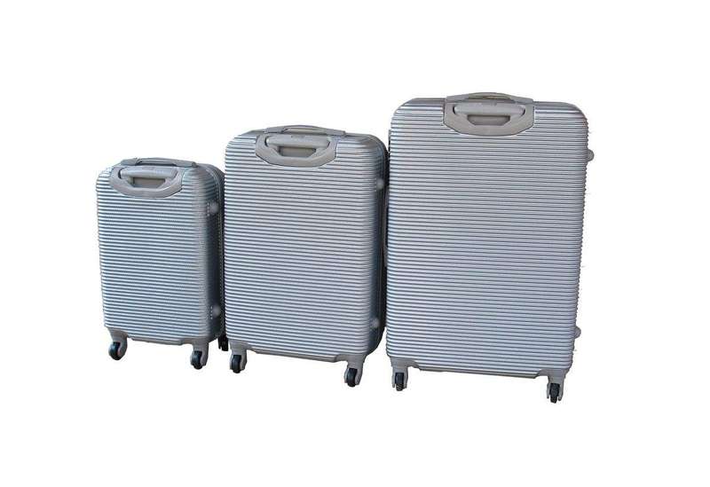 SMTE 3-Piece Travel 28-Inch Luggage Suitcase Bag Set - Stylis - Silver with keychain