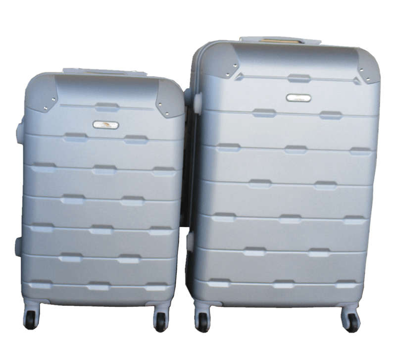 SMTE 2 Piece Luggage Set - Silver with keychain