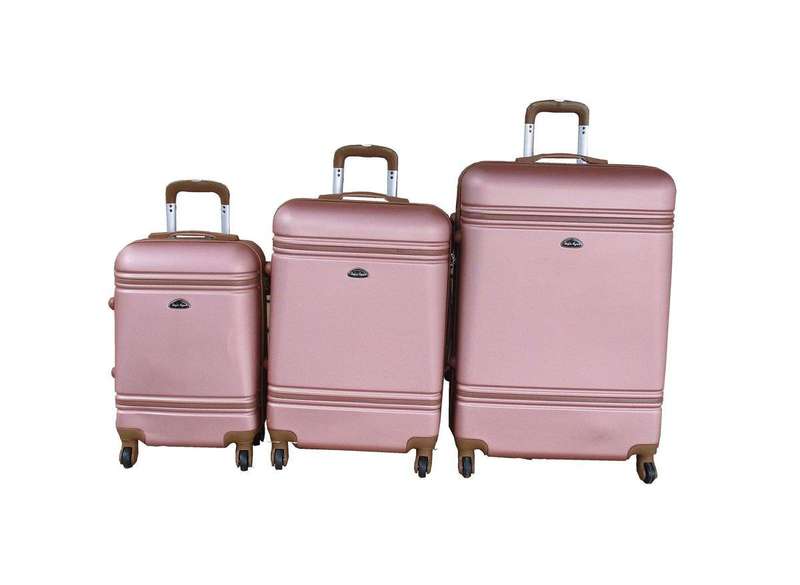 SMTE 3-Piece Travel Luggage Suitcase Bag Set - Stylish - Rose Gold with keychain