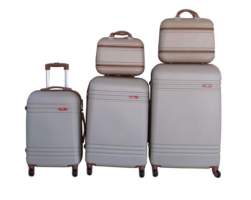 SMTE 5Piece Travel Trolley Luggage Set-Durable - Lightweight - Versatile Suitcases - Gold with ke...