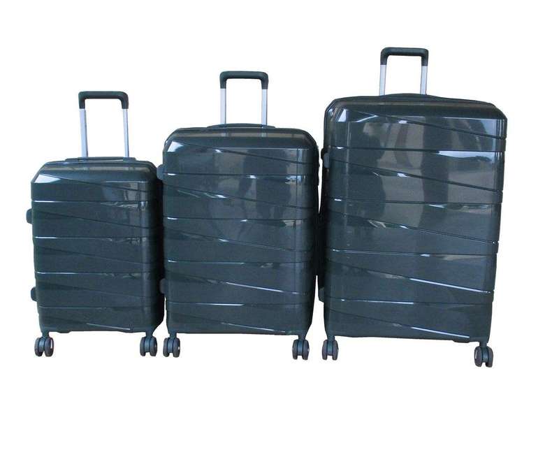 SMTE Unbreakable Travel Luggage 3 Piece Suitcases Spinner - Dark Green with keychain