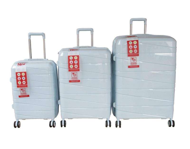 SMTE Unbreakable Travel Luggage 3 Piece Suitcases Spinner - Light Blue with keychain