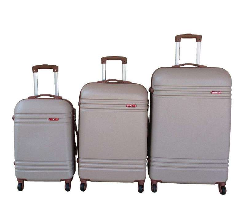 SMTE 3-Piece Travel 30-Inch Luggage Suitcase Bag Set - Stylish - Gold with keychain
