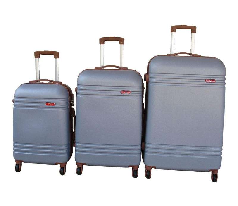 SMTE 3-Piece Travel 30-Inch Luggage Suitcase Bag Set - Stylish - Silver with keychain