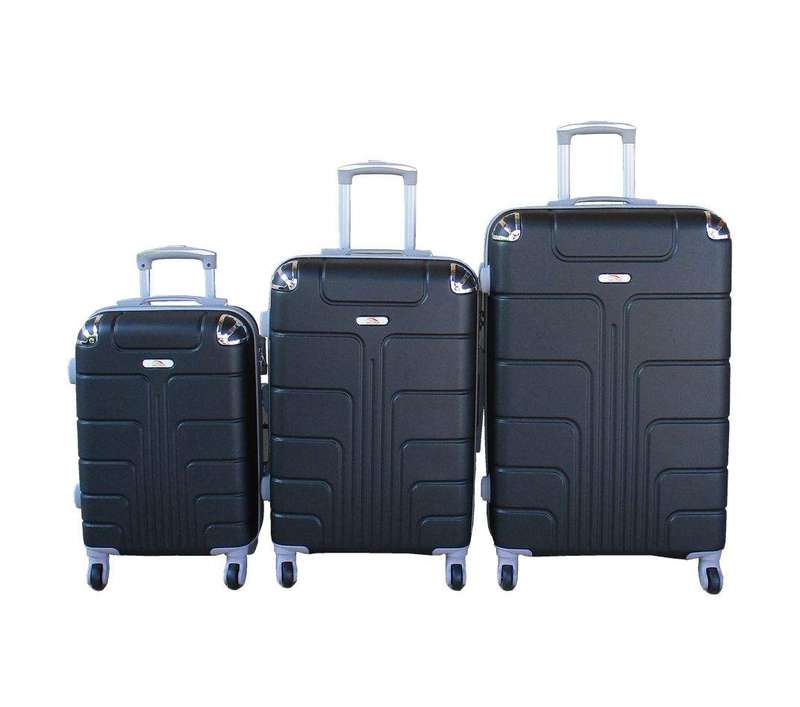 SMTE 3-Piece Travel 28-Inch Luggage Suitcase Bag Set - Stylish - Black with keychain