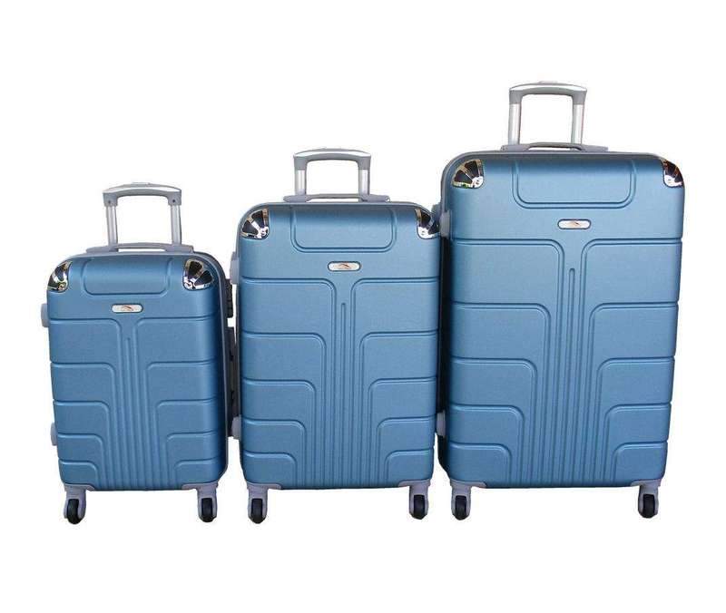SMTE 3-Piece Travel 28-Inch Luggage Suitcase Bag Set - Stylish - Blue with keychain