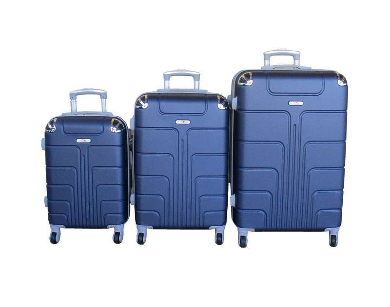 SMTE 3-Piece Travel 28-Inch Luggage Suitcase Bag Set - Stylish - Navy with keychain