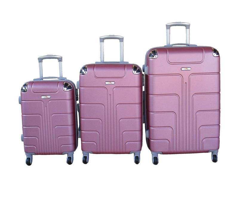 SMTE 3-Piece Travel 28-Inch Luggage Suitcase Bag Set - Stylish - Pink with keychain