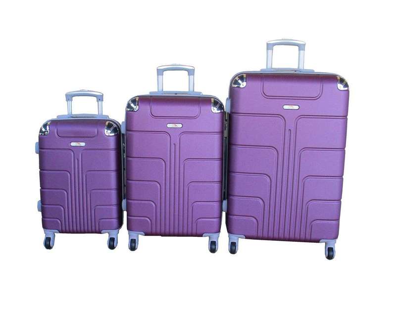 SMTE 3-Piece Travel 28-Inch Luggage Suitcase Bag Set - Stylish - Purple with keychain