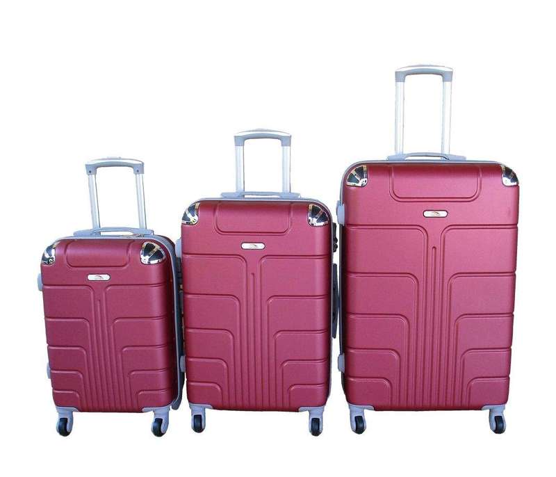 SMTE 3-Piece Travel 28-Inch Luggage Suitcase Bag Set - Stylish - Red with keychain