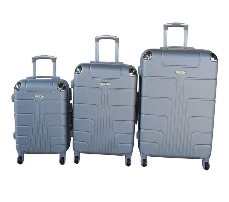 SMTE 3-Piece Travel 28-Inch Luggage Suitcase Bag Set - Stylish - Silver with keychain