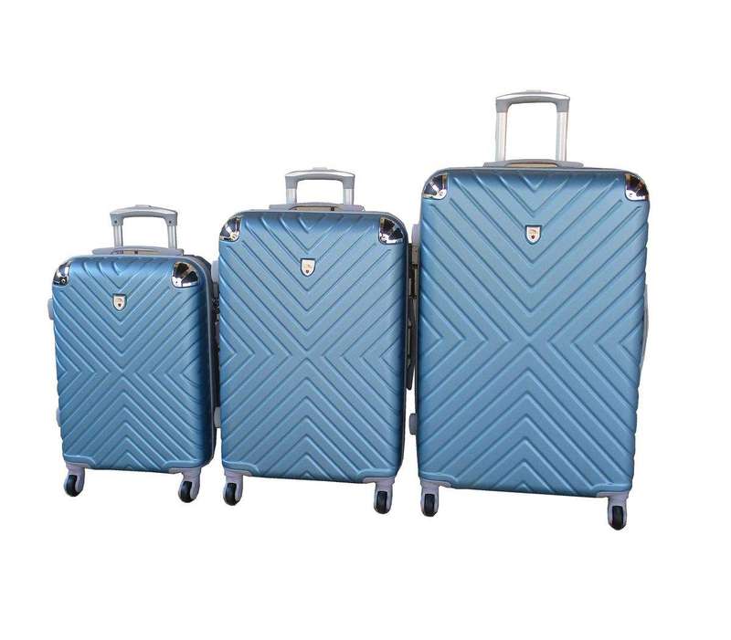 SMTE 3-Piece Travel 28-Inch Luggage Suitcase Bag Set - Stylish - Blue with keychain