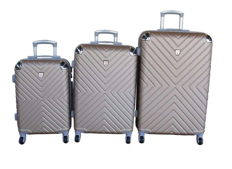 SMTE 3-Piece Travel 28-Inch Luggage Suitcase Bag Set - Stylish - Gold with keychain