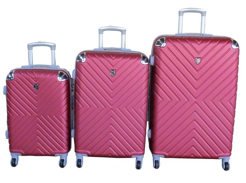 SMTE 3-Piece Travel 28-Inch Luggage Suitcase Bag Set - Stylish - Red with keychain