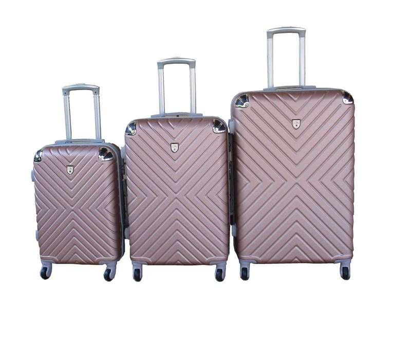 SMTE 3-Piece Travel 28-Inch Luggage Suitcase Bag Set - Stylish - Rose Gold with keychain