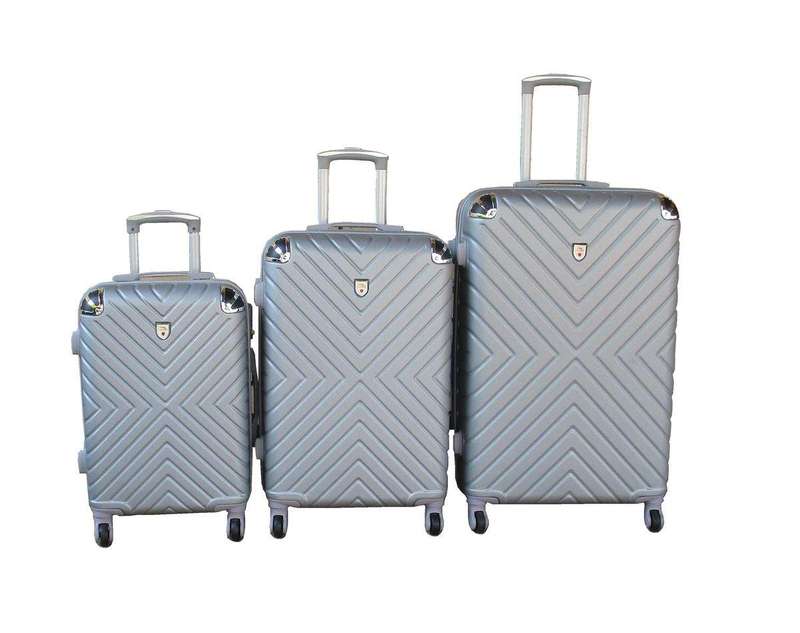 SMTE 3-Piece Travel 28-Inch Luggage Suitcase Bag Set - Stylish - Silver with keychain