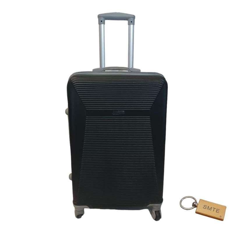 SMTE Durable Elegance: ABS Suitcase Medium 65Cm with Smte Keyring - 1 Piece - Black with keychain