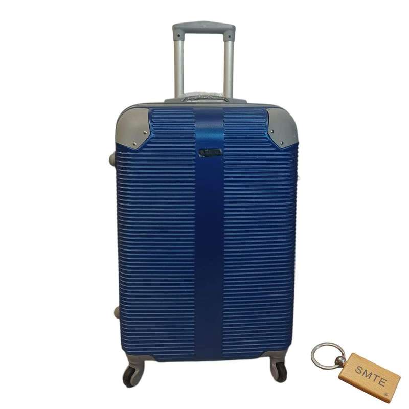SMTE Durable Elegance: Suitcase Small 55cm with Smte Keyring - 1 Piece - Blue with keychain