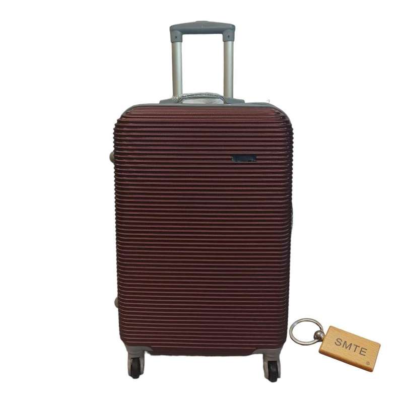 SMTE Durable Elegance: ABS Suitcase Medium 65Cm with Smte Keyring - 1 Piece - Brown with keychain