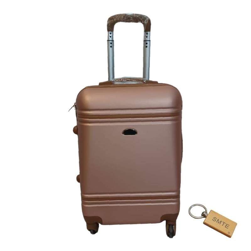 SMTE Durable Elegance: ABS Suitcase Medium 65Cm with Smte Keyring - 1 Piece - Gold with keychain