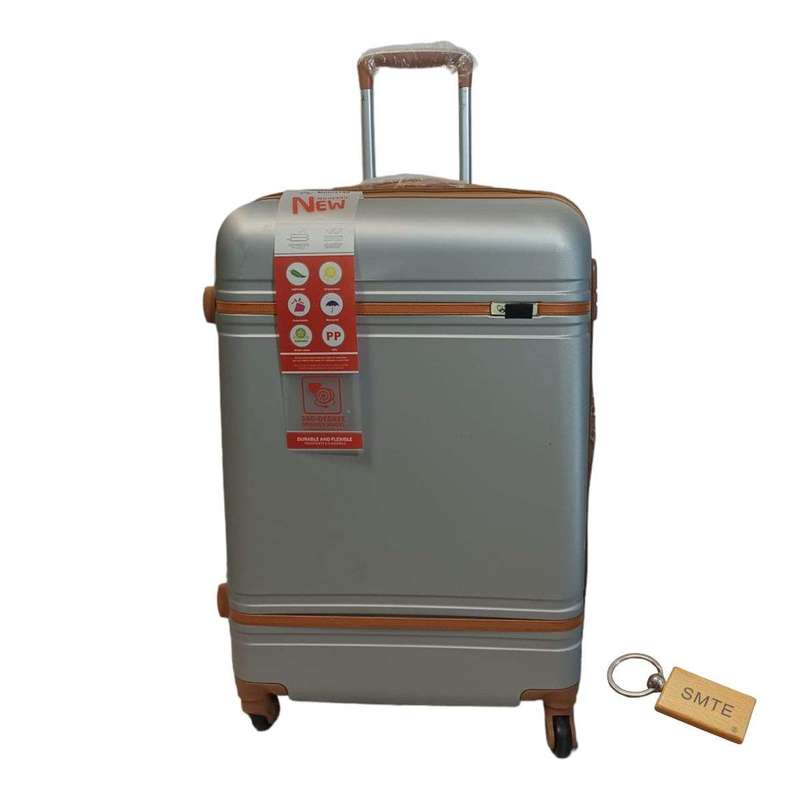 SMTE Durable Elegance: ABS Suitcasel Large 75Cm with Smte Keyring - 1 Piece - Grey with keychain