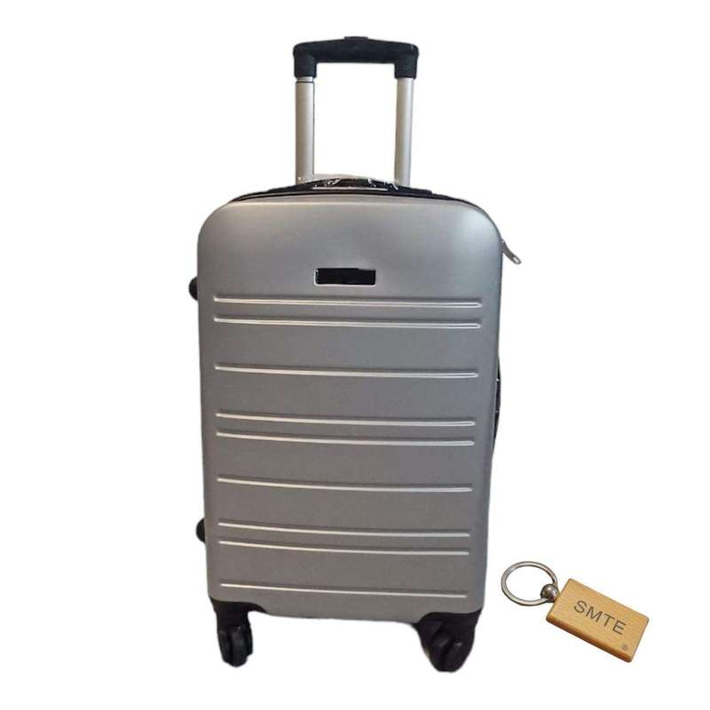 SMTE Durable Elegance: ABS Suitcase Medium 65Cm with Smte Keyring - 1 Piece - Silver with keychain