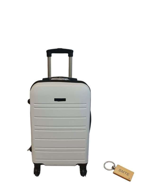 SMTE Durable Elegance: Suitcase Small 55cm with Smte Keyring - 1 Piece - White with keychain