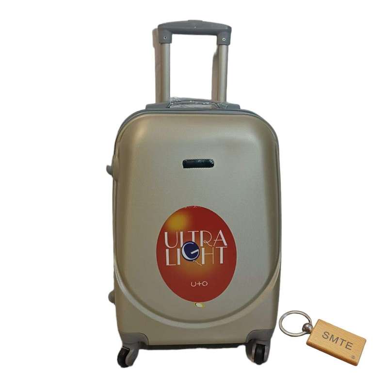 SMTE DurableElegance: Smart and Stylish Travel ABS Suitcase Medium 65cm with Smte Keyring - Gold ...