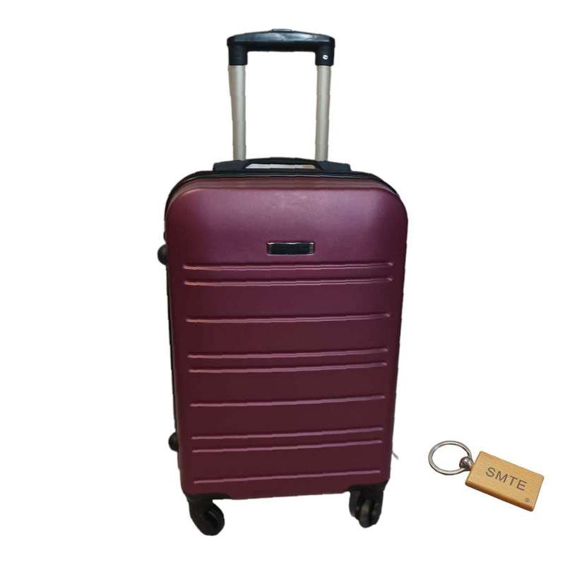 SMTE DurableElegance: Smart and Stylish Travel ABS Suitcase Medium 65cm with Smte Keyring - Purpl...