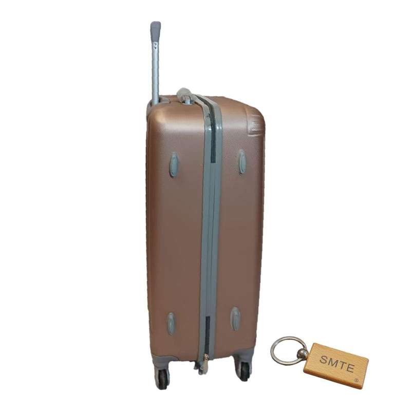 SMTE DurableElegance: Smart and Stylish Travel ABS Suitcase Medium 65cm with Smte Keyring - Roseg...