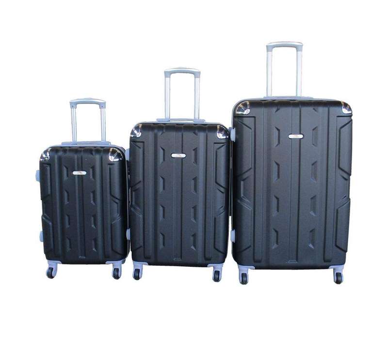 SMTE 3-Piece Travel 30-Inch Luggage Suitcase Bag Set - Stylish - Black with keychain